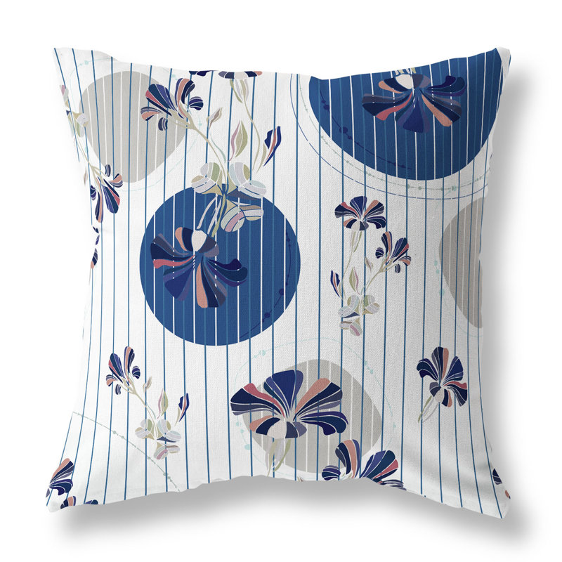 Coussin décoratif réversible intérieur / extérieur Circular Garden, H 26 po x l 26 po, Bleu/blanc/vert