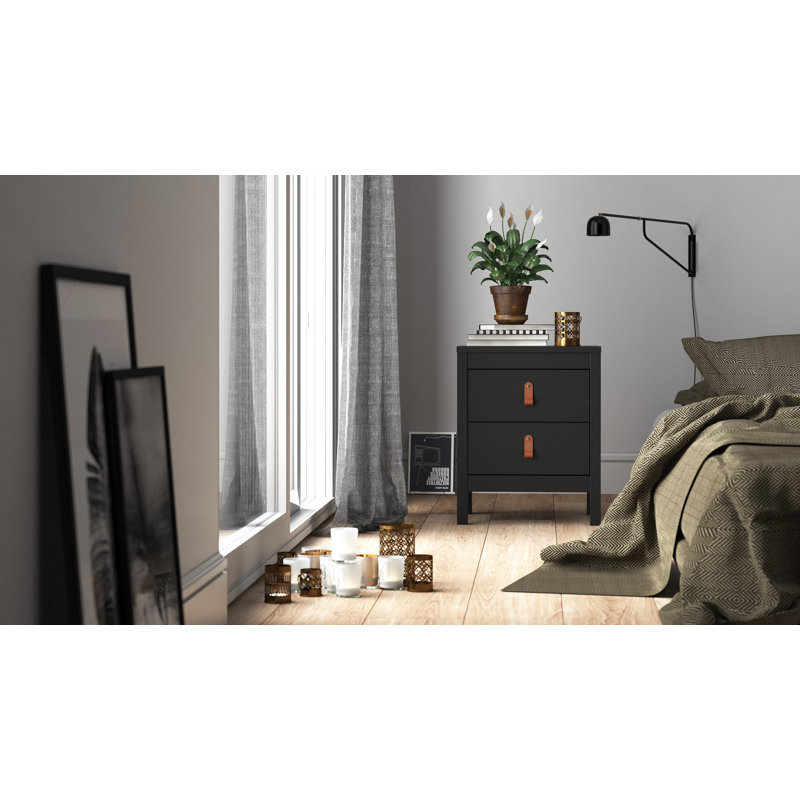 Besiana 43.6cm W Bedside Table, Black