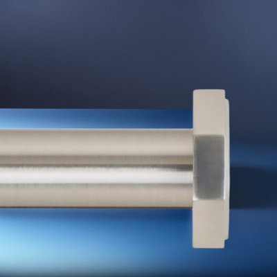 Tringle à rideaux à tension robuste avec ressort hexagonal - longueur réglable pour la douche ou les fenêtres, extrémités en caoutchouc antidérapantes, finition en nickel brossé antirouille