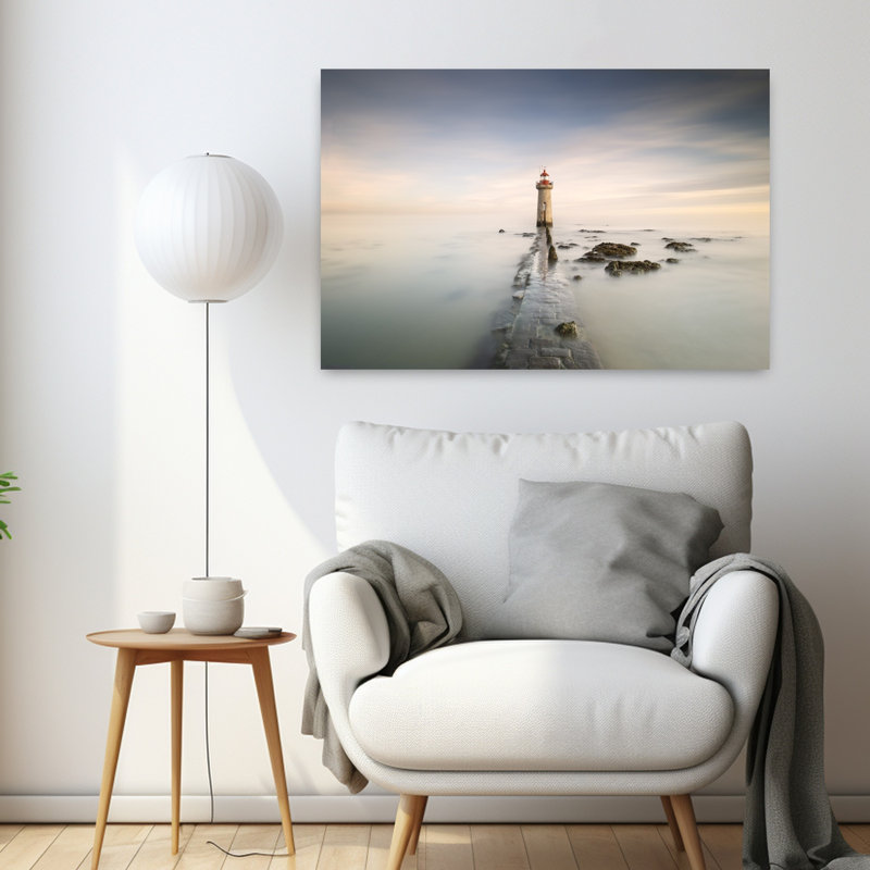 Beut - phare abstrait, art côtier, art mural, H 24 po x l 36 po