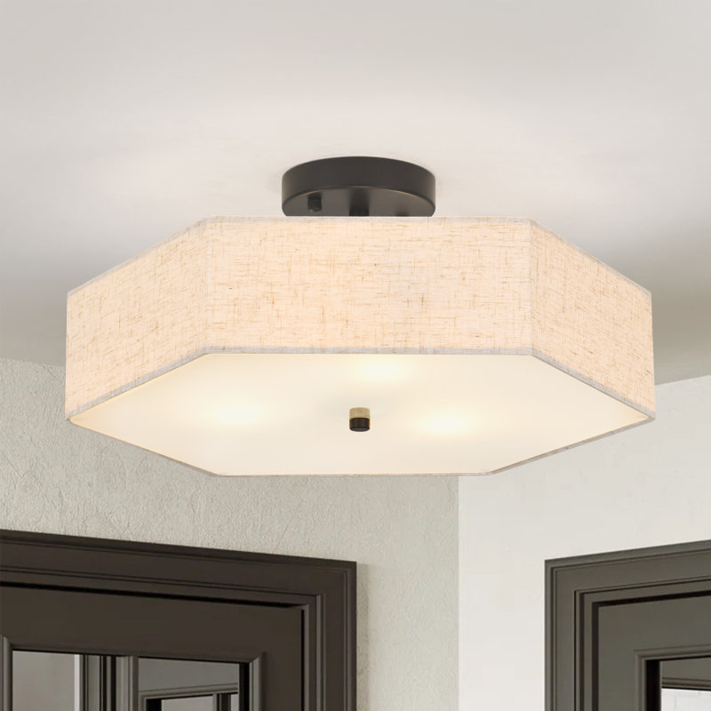 Plafonnier semi-encastré 3 lumières noir mat 