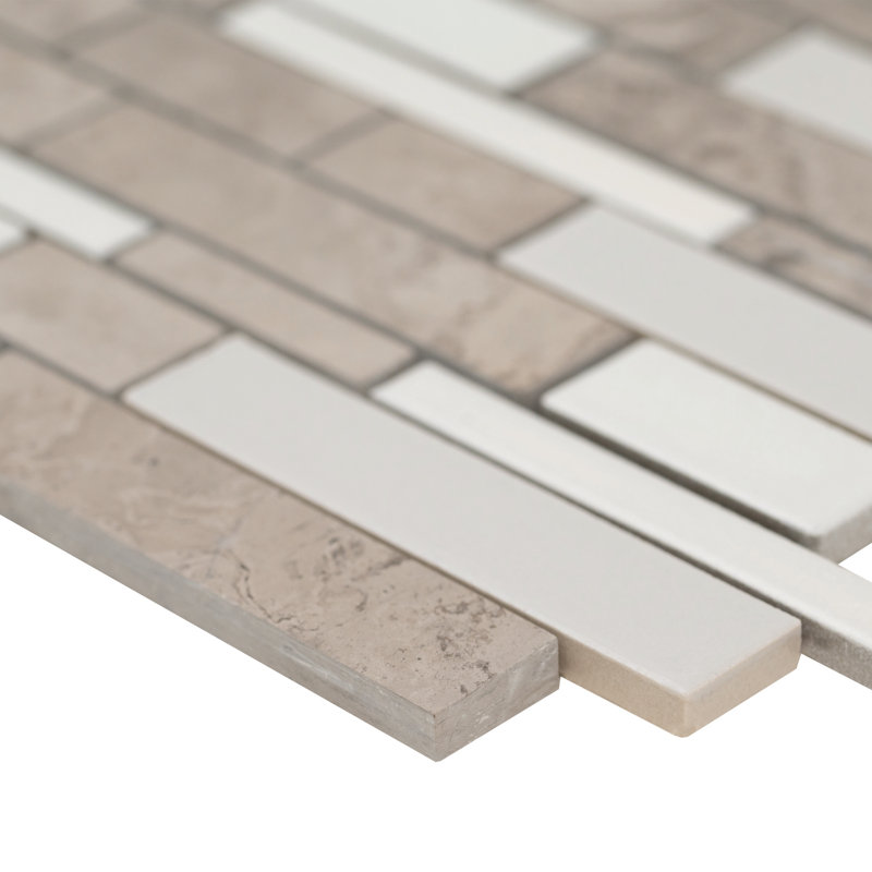 Carrelage mural mosaïque emboîtable en porcelaine de 10 po x 12 po Averra Taupe Stone, Pierre taupe