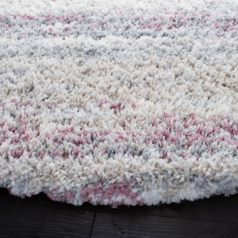 Tapis abstrait ivoire / rose Alexys, Rectangle de 10 pi x 14 pi