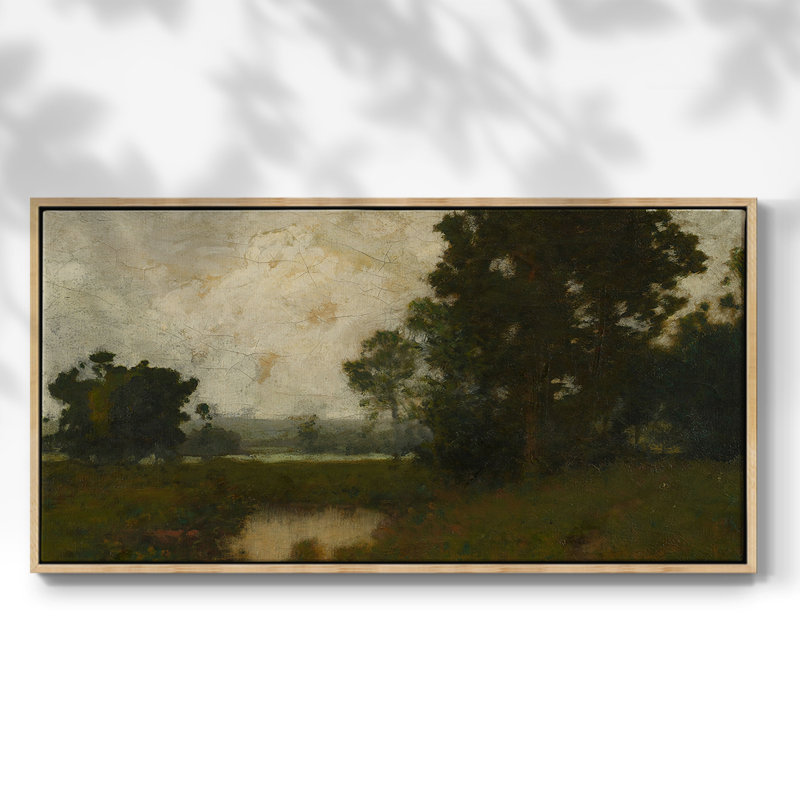 Paysage, série CC CC-XXV, toile tendue avec châssis, prête à être accrochée, H 17 po x l 33 po, Naturel