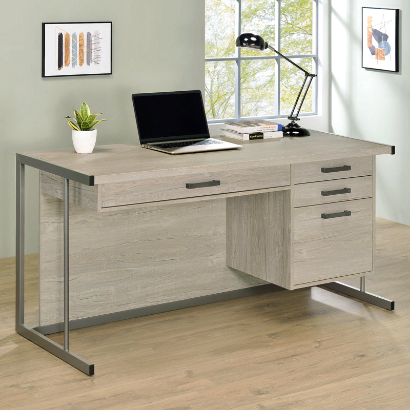 Bureau luge blanc et gris anthracite