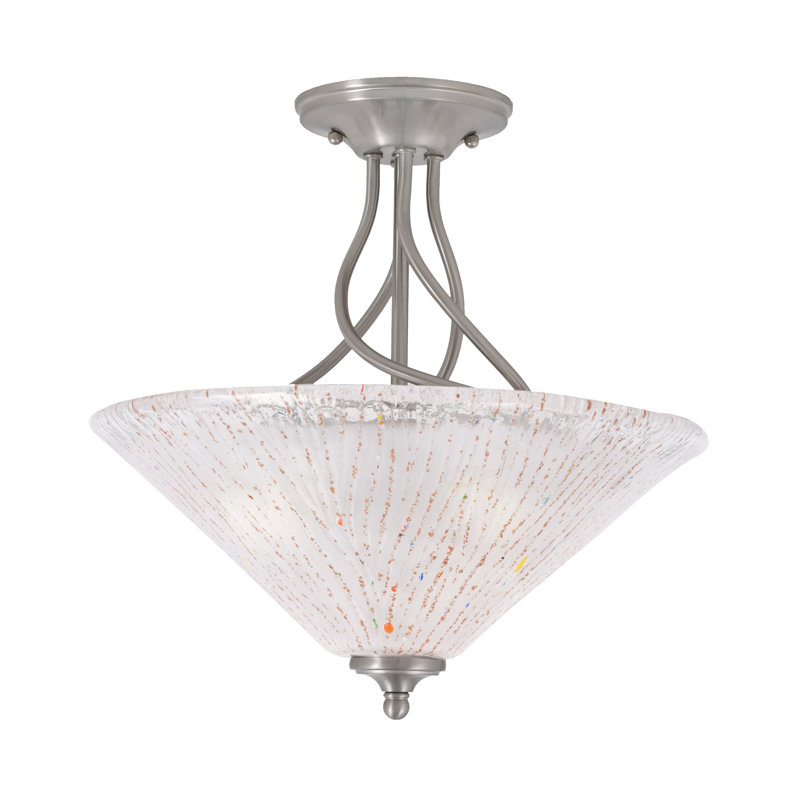 Capri Semi-Flush 3-Bulbs Shown With 16" Glass, White Frosted, Matte Black