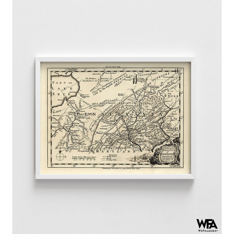Impression de carte de Pennsylvanie, impression d'affiche géographique encadrée, art mural carte rétro, art mural de Pennsylvanie, impression de carte rétro, art mural encadré