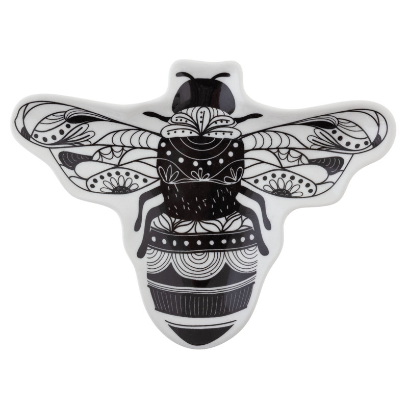 BOHO B&W SHAPED TRINKET TRAY  BEE