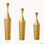 Ensemble de 3 vases de sol en fer doré, fabriqués à la main, de 35,43, 31,5 et 27,56 pouces de hauteur, style moderne texturé.