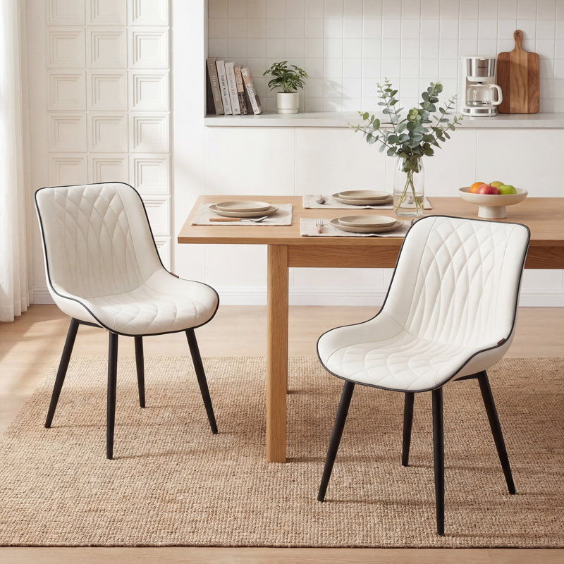 Chaise d'appoint moderne en similicuir avec pieds en métal, Blanc