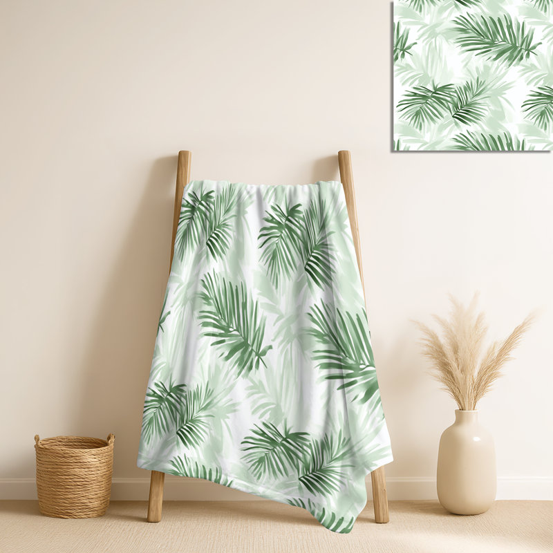 Soft Palms - doudou floral, jeté en peluche côtière