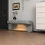 Banc de rangement rembourré en cuir gris avec éclairage à DEL pour vestibule minimaliste