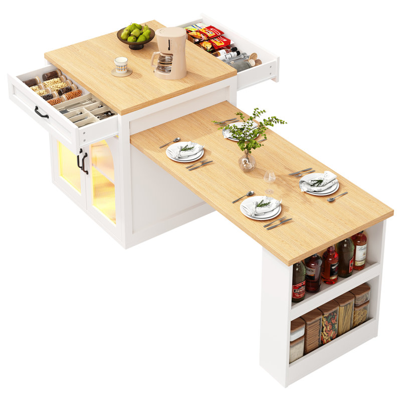 126 cm W Kitchen Island with Top, White
