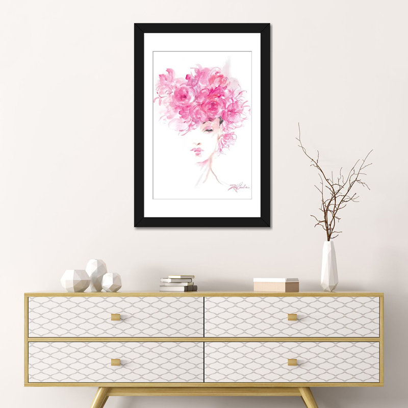 « lady rose », impression sur toile, Papier d'art encadré noir, Blanc, H 32 po x l 24 po x P 1 po