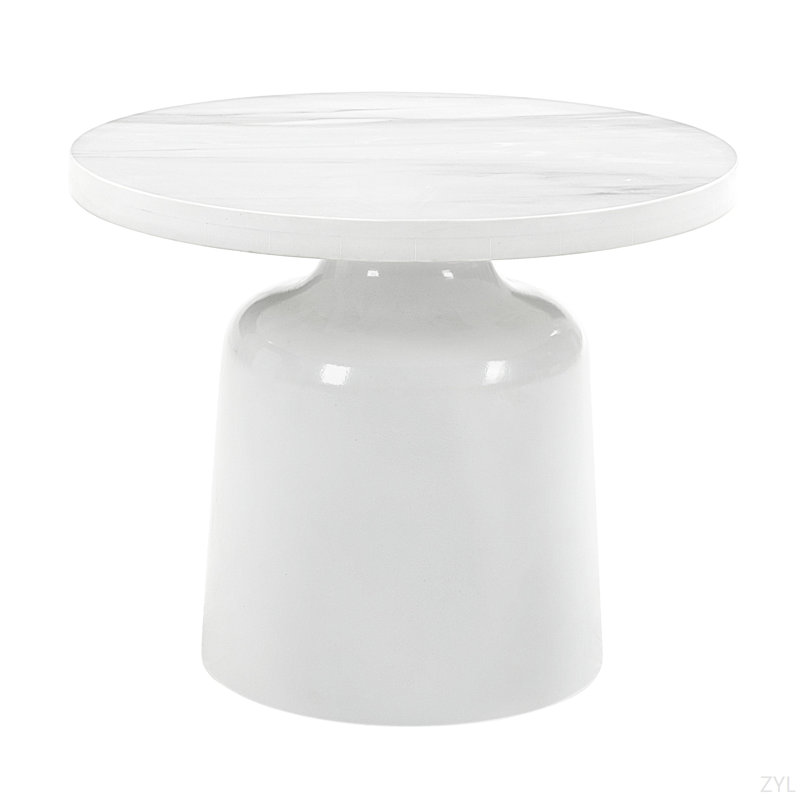 Table de bout en marbre et blanc ultrabrillant