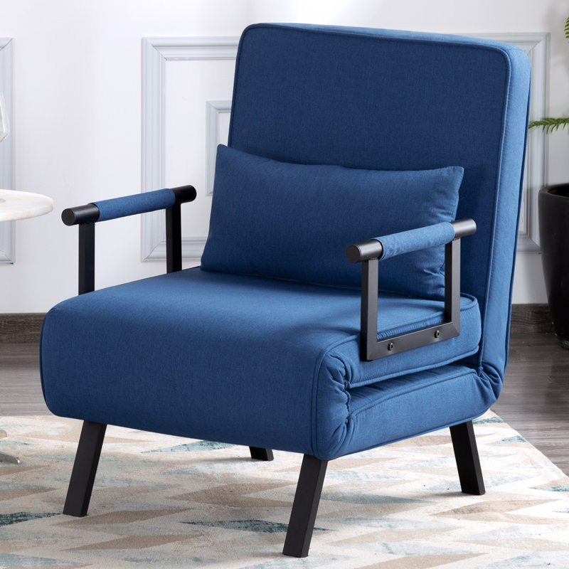 Upholstered Accent Chair, Blue Polyester
