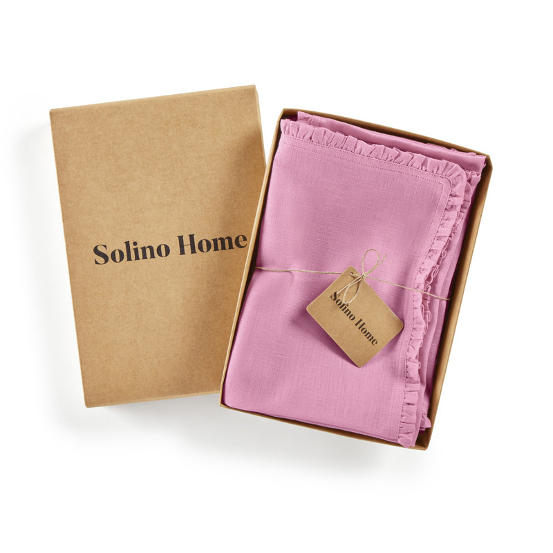 Juliette Ruffle - 100% Pure Linen Dinner Napkins, Flamingo Pink