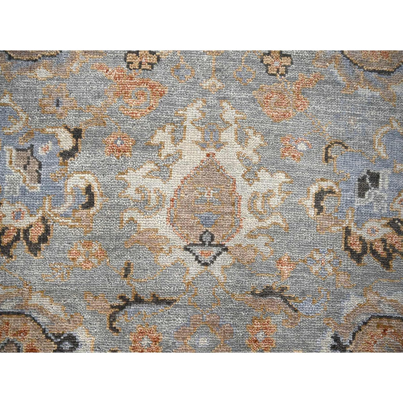 Tapis rond en laine noué à la main 7 pi 10 po x 8 pi gris et ivoire DC2D9A009F1848B2A82755F6AEB1FDB3