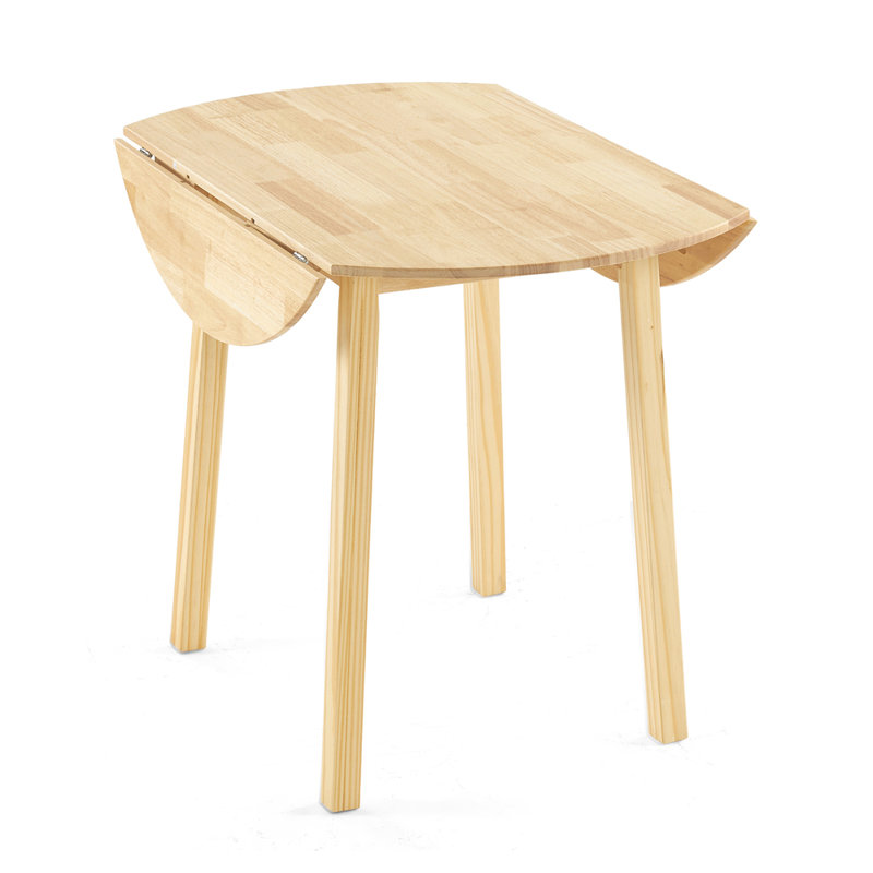 Extendable Round Solid Wood Dining Table, Light Brown