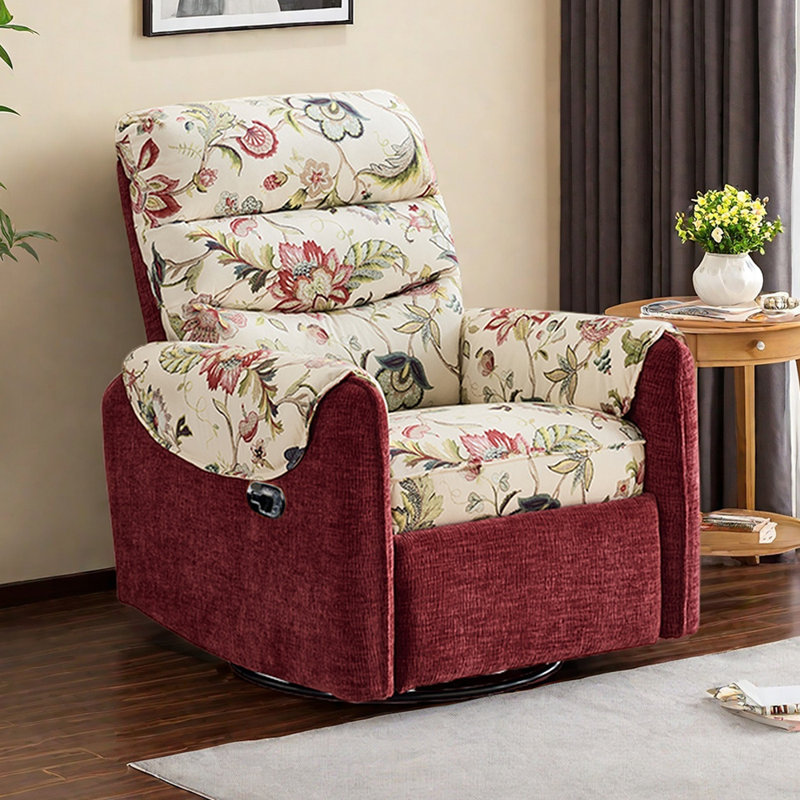 Fauteuil inclinable ergonomique rotatif simple avec poche, Rouge / Beige
