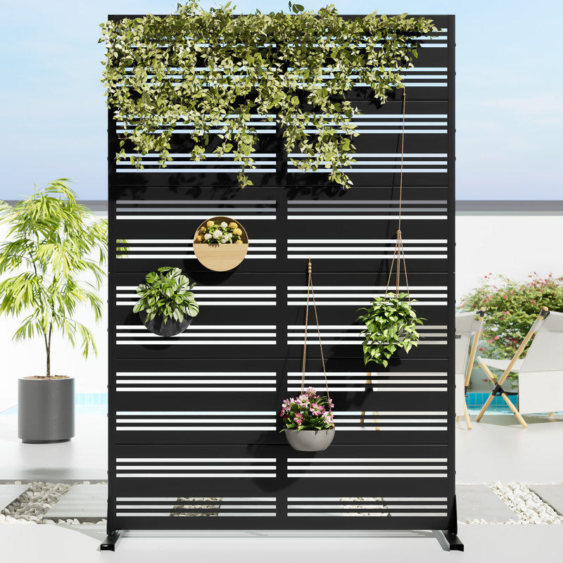 Metal Outdoor Privacy Screen, Noir, H 72 po x l 47 po x P 16 po