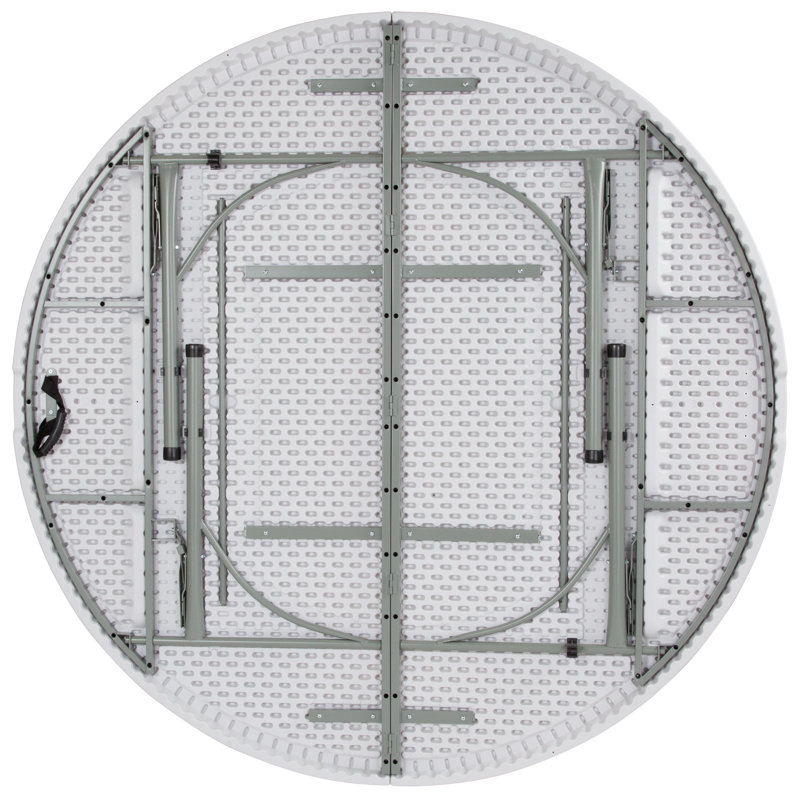 70.9" Round Gray Metal Folding Table with Powder Coated Legs