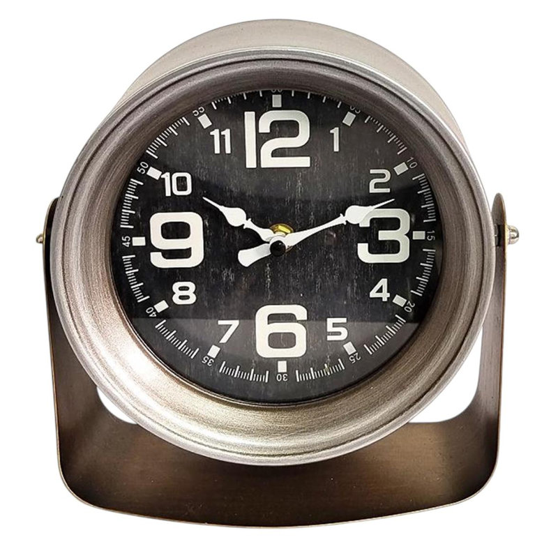 Modern & Contemporary Numerical Metal Quartz Movement / Crystal Tabletop Clock Silver