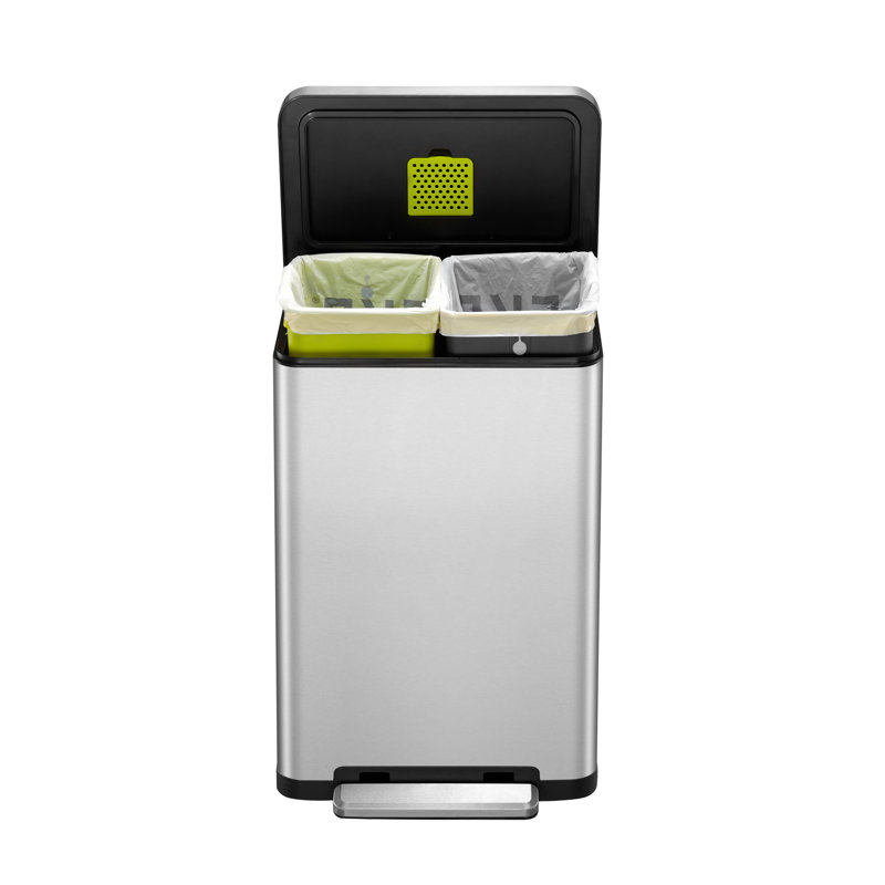 X Cube Kitchen Step-On Rubbish Bin, 165.60cm H x 109.72cm W x 84.83cm D, Brushed Stainless Steel, 40
