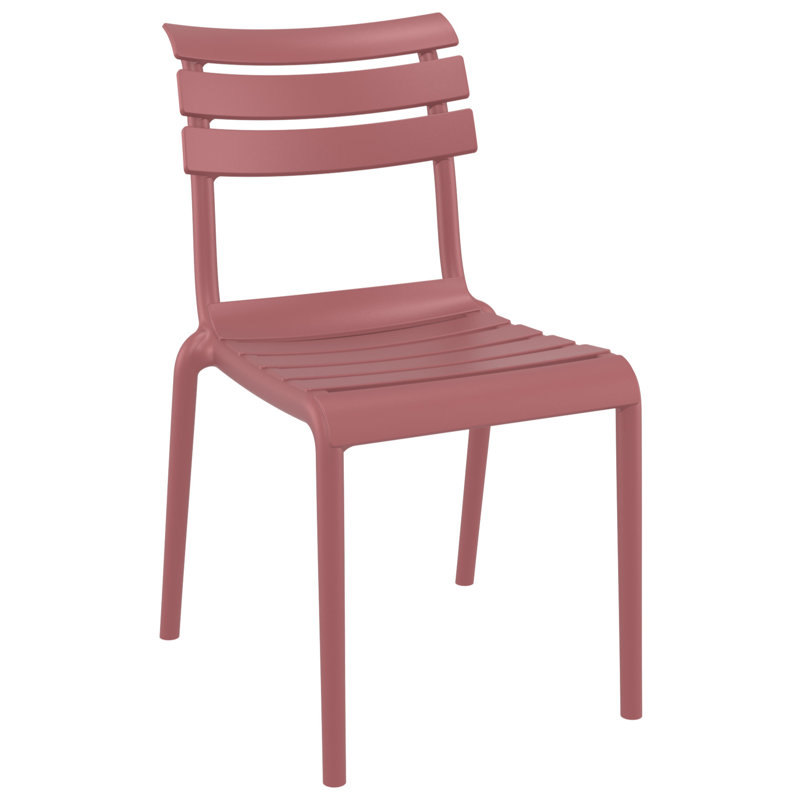 Aragons Stacking Patio Dining Side Chair, Marsala