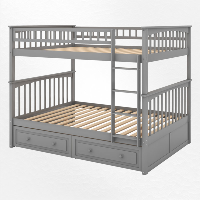 Sydnie 2 Drawer Standard Bunk Bed, Gray, Full Over Full