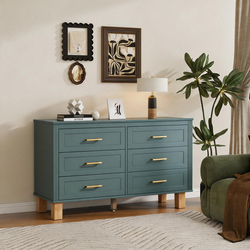 Commode double 6 tiroirs, Vert clair