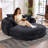 72.6" Black Chenille Oversized Chaise Lounge Sofa Bed, No Assembly, Deep Seat & Side Pocket-670635657