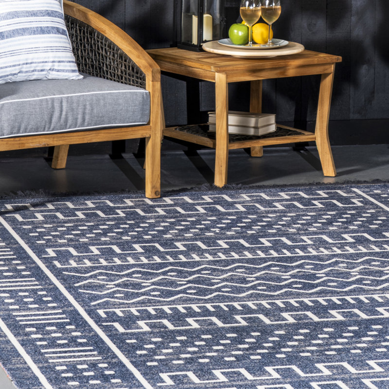 Tapis intérieur / extérieur bleu Myrasol, Rectangle 6 pi 7 po x 9 pi 4 po