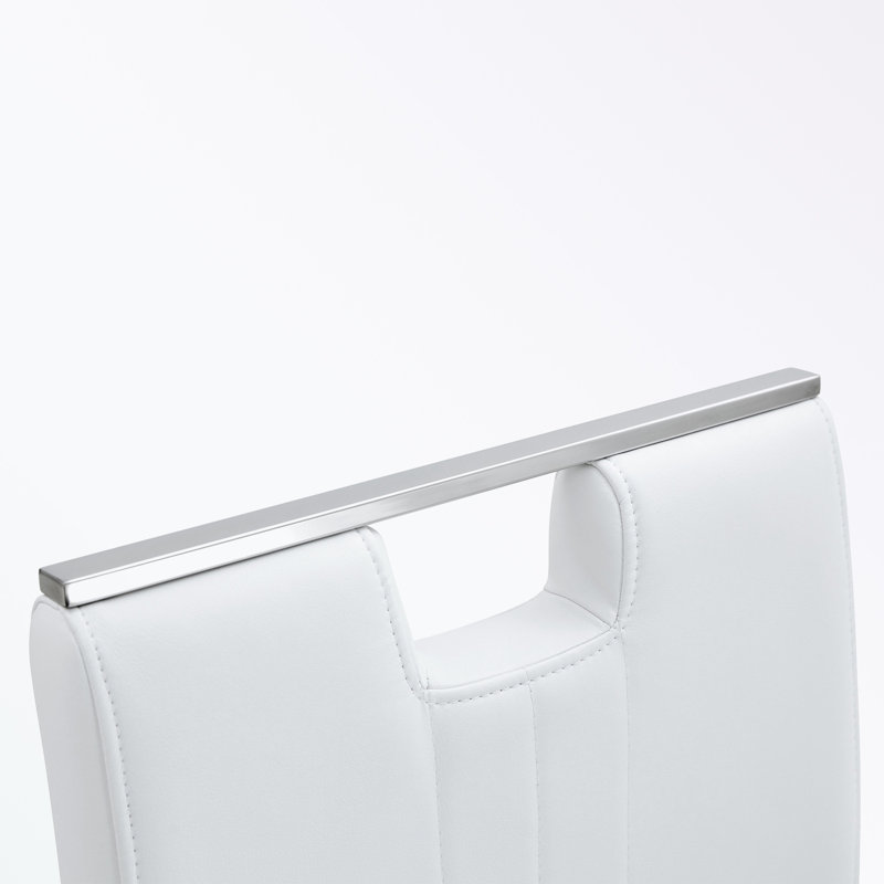Ensemble de 4 tabourets en cuir de polyuréthane avec pieds en métal, Blanc
