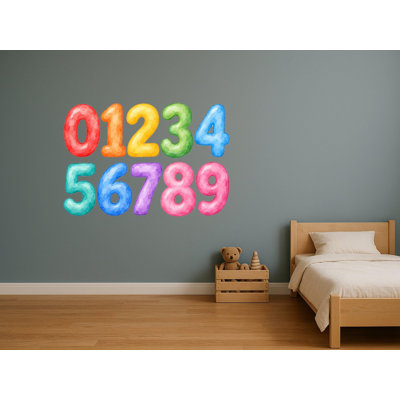Rainbow Number Wall Decals, Set of 10 Educational Peel and Stick Wall Stickers, Classroom Playroom Decor, Kids Learning Wall Art, 20"W x 20"H (50 x 50 cm)