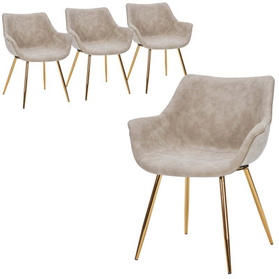 Chaise de salle à manger en cuir Matthew, chaise d'appoint moderne Mid-Century avec accoudoirs et pieds en fer, chaise de bureau rembourrée en similicuir pour salle à manger, salon, mobilier de bureau