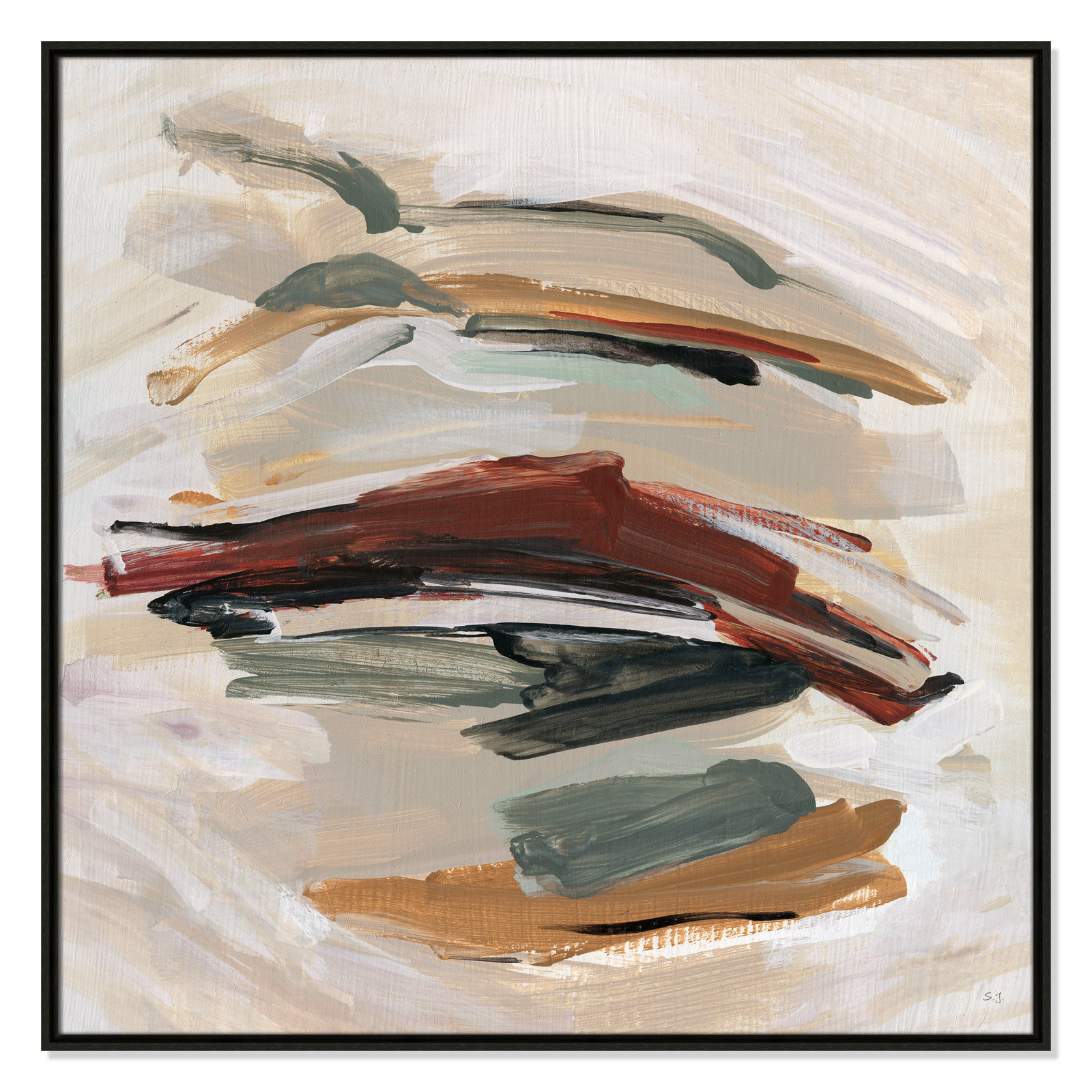 Carmina "Spring Shadows" Painting by Susan Jill, 37.5" H x 37.5" W, Espresso 