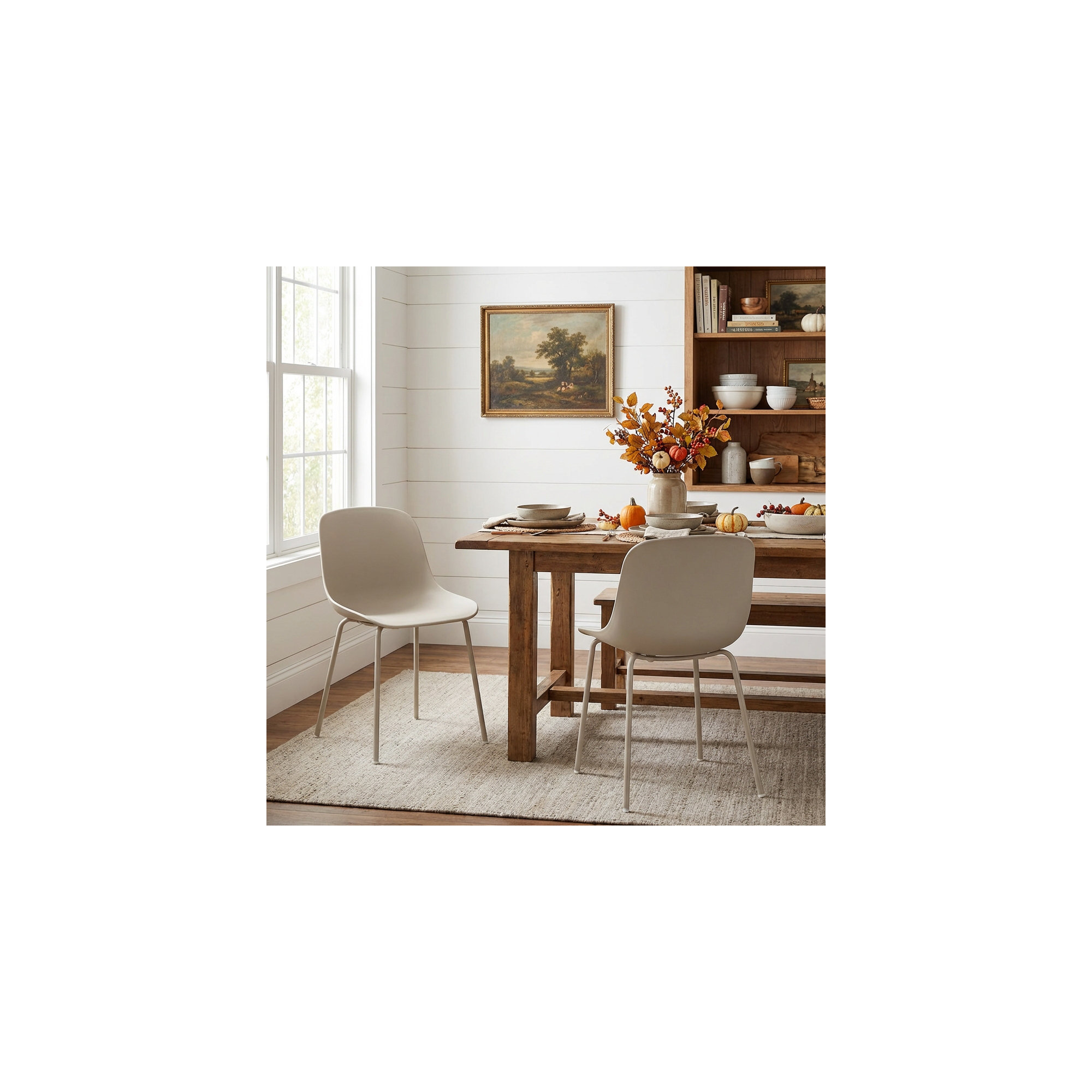 Meli Armless Dining Chairs, Cream
