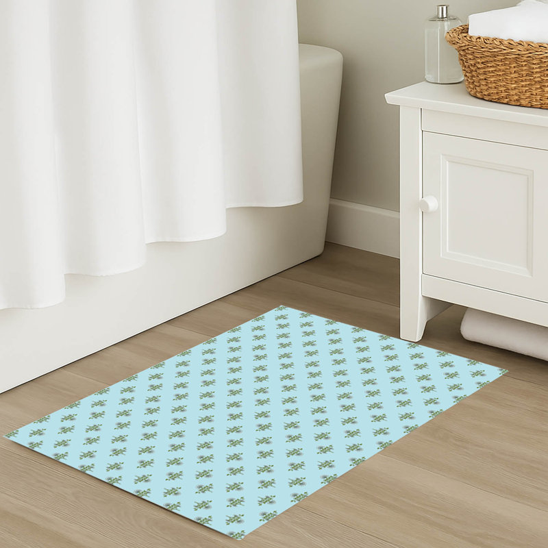 Tapis de bain Flora, Bleu, Simple - L 34 po x l 21 po