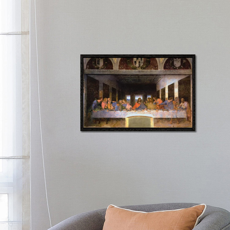 The Last Supper by Leonardo Da Vinci - Painting on Canvas, 66.04 cm H x 45.72 cm W, Black Framed