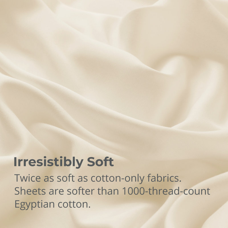 Cariloha Aloha Soft 4-Piece Sheet Set | Viscose Material | Allergy Resistant, Thermal-Regulating & Extra Soft, Natural