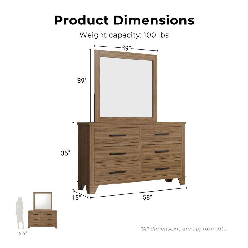 Antibes 5-Piece Bedroom Set, 5 Pieces: Bed, 2 Nightstands, Dresser, Mirror, King