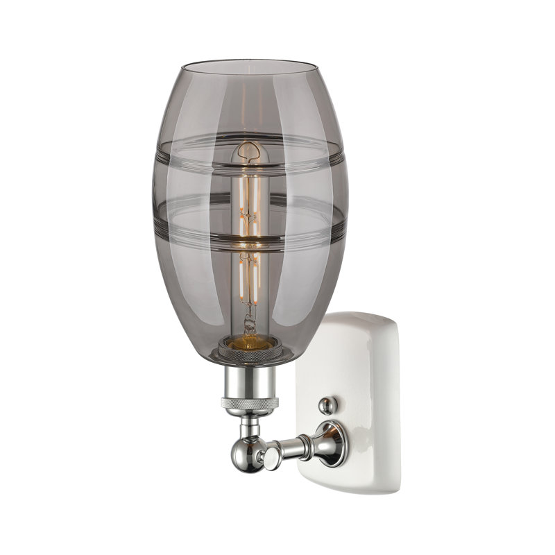 Bettylou Steel Armed Sconce, 9.13" H x 5.88" W x 7.06" D, White Polished Chrome, Light Smoke