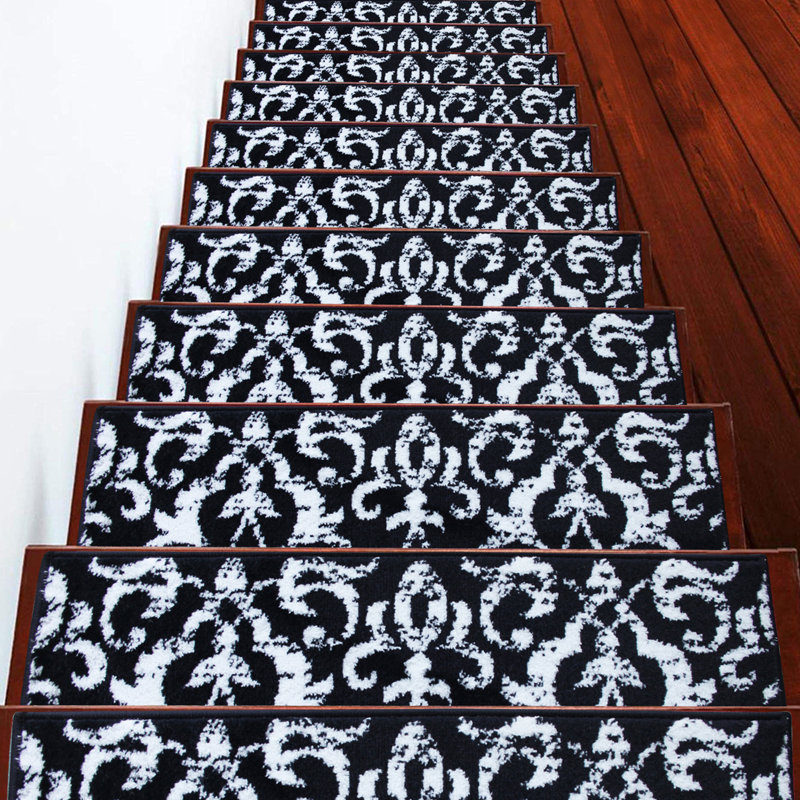 Tapis d'escalier intérieur antidérapant Kamath, Bleu marine