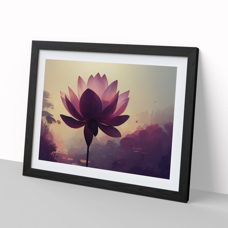 Soulful Lotus Flower - Framed Print, Black, 46cm H x 64cm W x 2cm D
