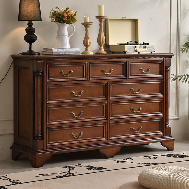 Armoire d'appoint en bois massif brun noisette