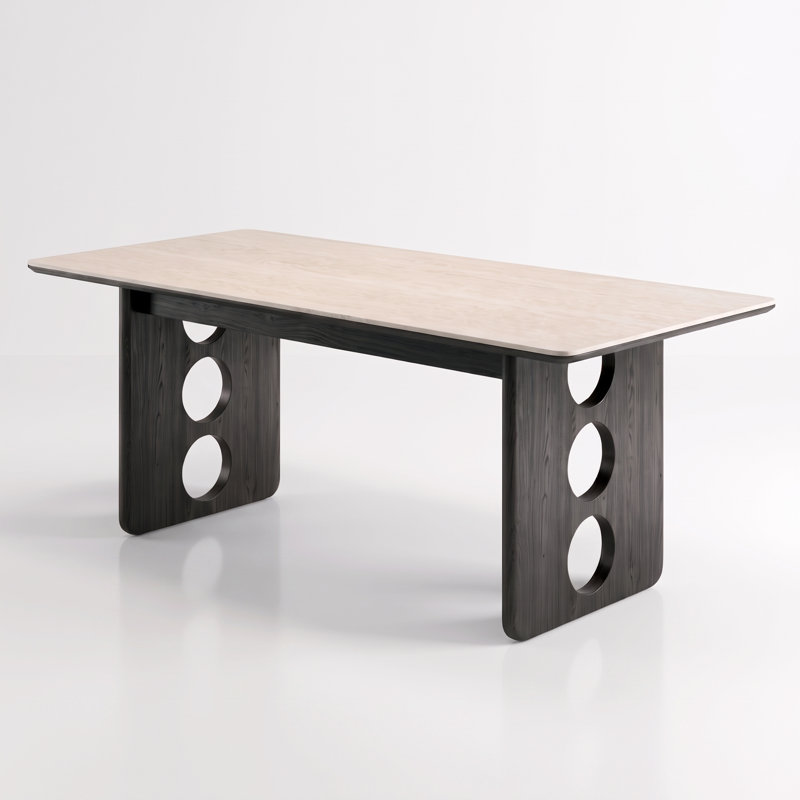 Table de salle à manger 78,74 po Mid-Century, Black