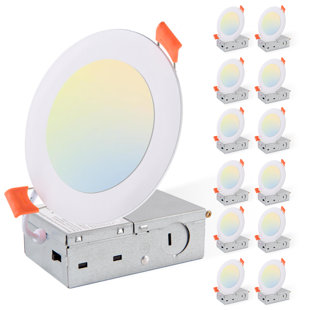 Plafonnier encastré ultra-mince 4 pouces 5cct à DEL, gaufrette sans lumière à intensité variable 9W 810lm avec boîte en J, homologué ETL pour la cuisine
