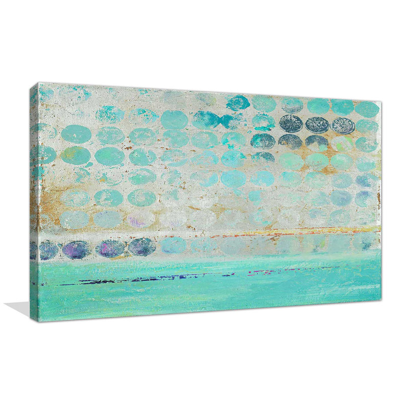Dots On Silver par - Peinture, H 28 po x l 48 po x P 1,5 po, Toile tendue