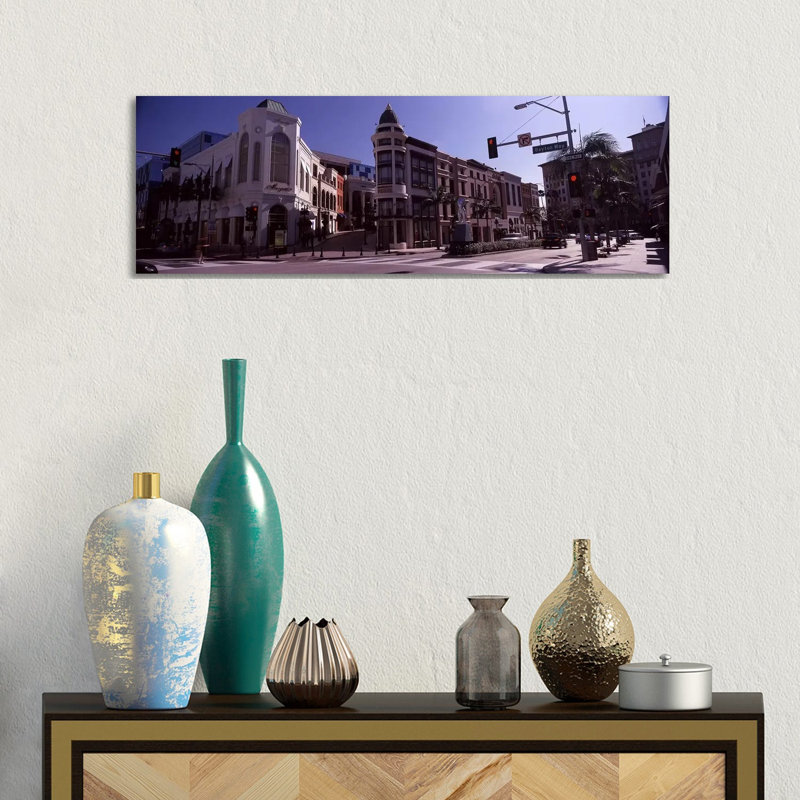 Buildings Along The Road, Rodeo Drive, Beverly Hills, Los Angeles County, California, USA - Wrapped Canvas Panoramic Print